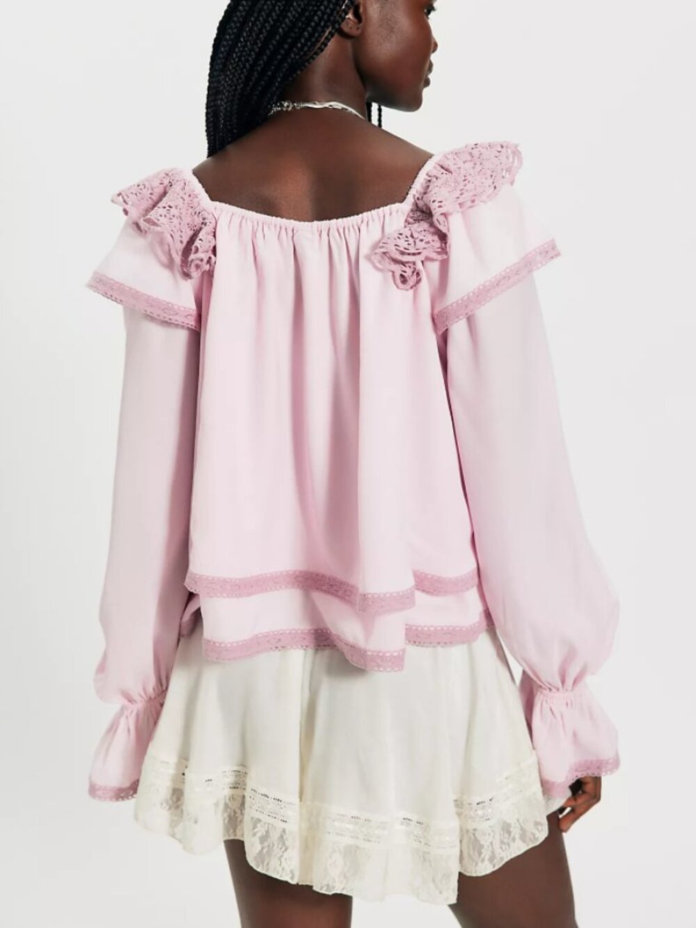 NWT Free People Francie Silky Blouse in Lilac Bloom - Picture 3 of 4